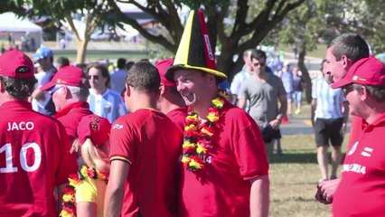 Argentina and Belgium fans in good spirit ahead of quarter final