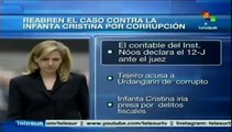 Reabren caso de infanta Cristina tras declaración de contable