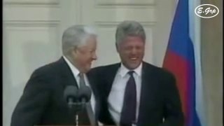 Bill Clinton President Boris Yeltsin laugh Uncontrollably