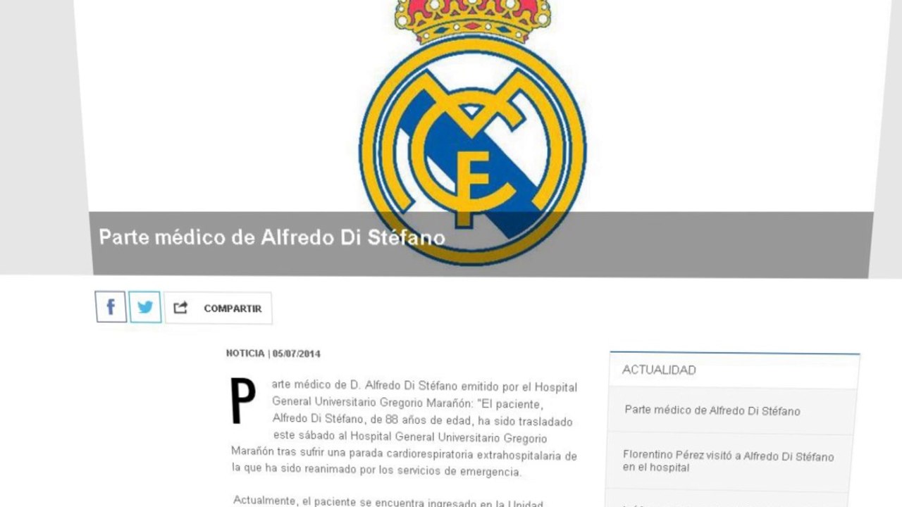 Di Stéfano, estable dentro de la gravedad