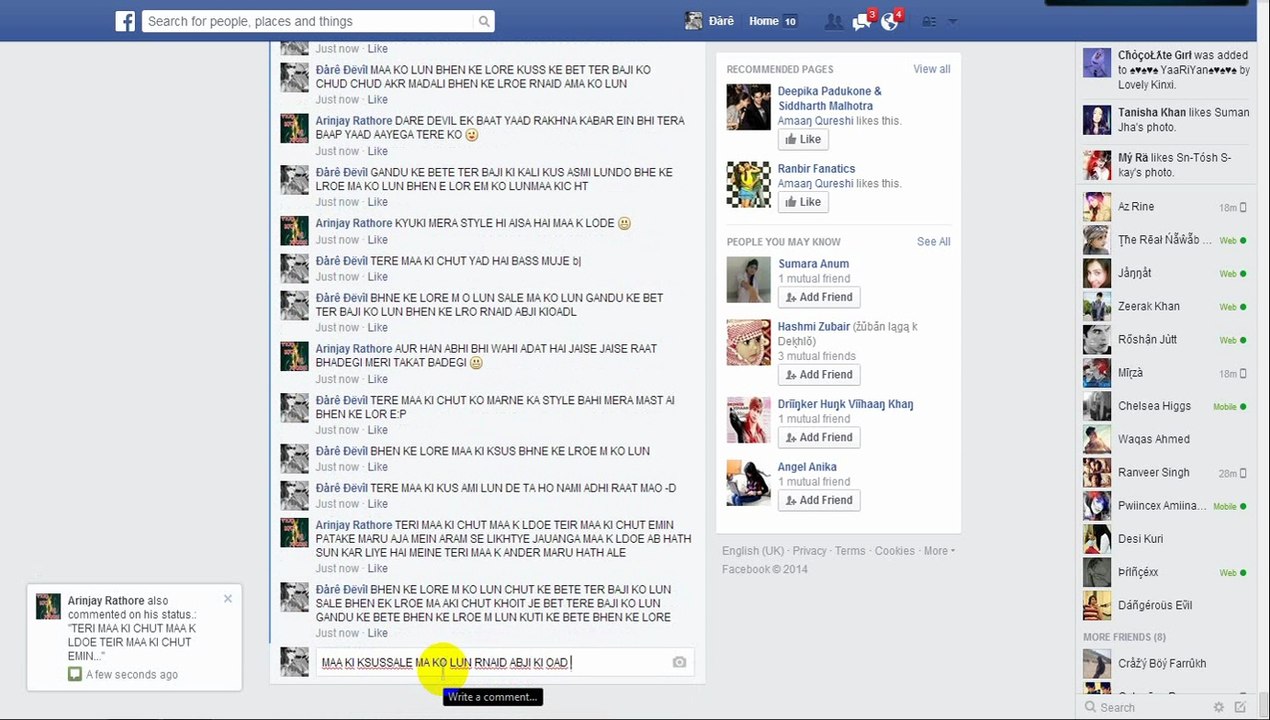 SALE BHEN KA LORA CHUD KAR  LOADER AUR ID USER BOLTA HAI AUR NOTE PAD SPEED O.o