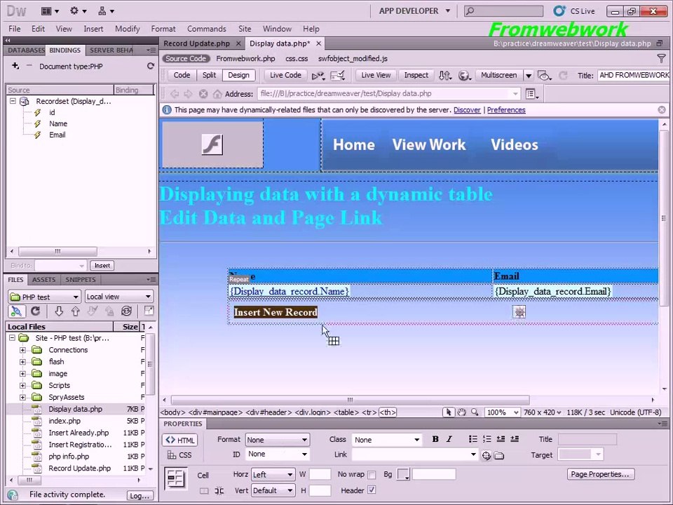 PHP MySQL step 8 Edit Data and Page Link