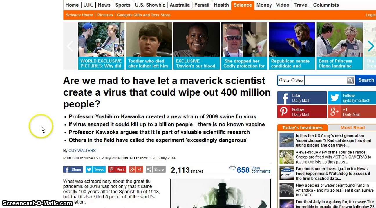 Mad Scientist Creates Pandemic Strain of Flu That Could Kill Billions!