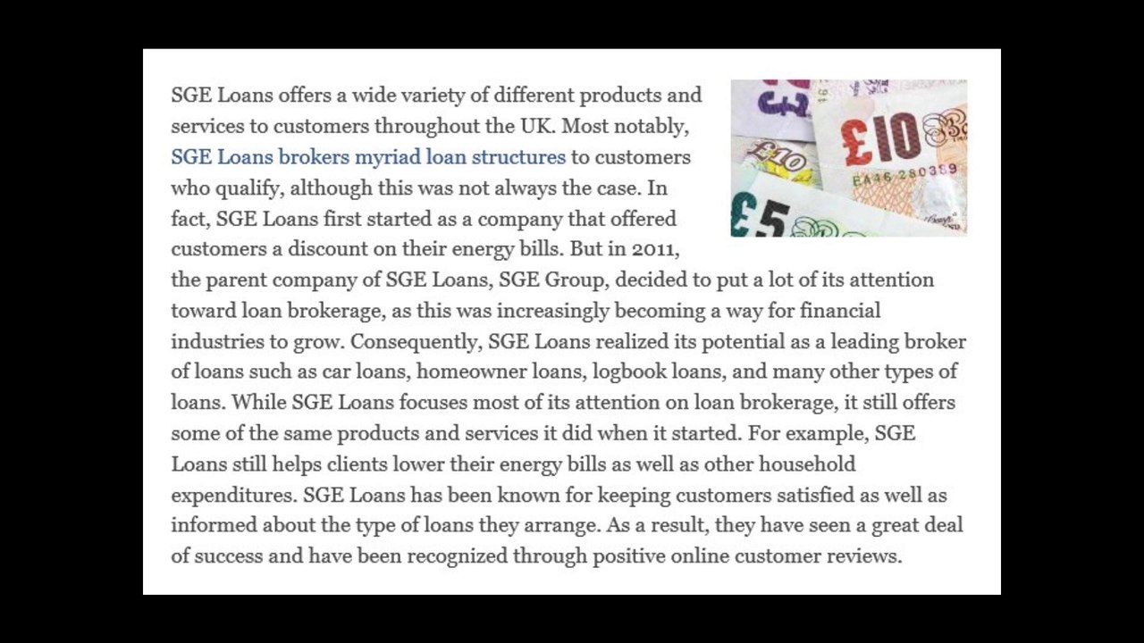 SGE Loans Offers Personal Loans to Customers