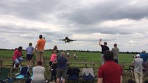 F16 Airplane landing so so close to the public at Waddington airshow 2014