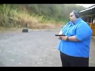 Gun shoot by fat man