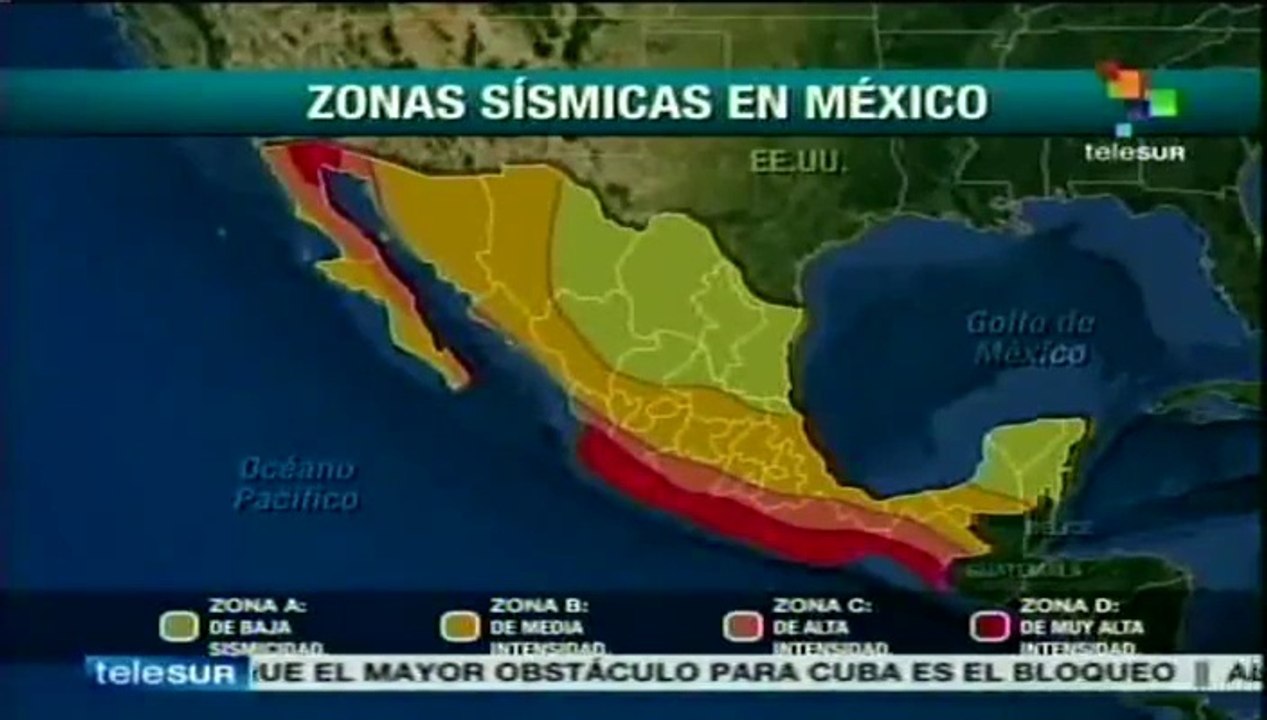Mapa de las zonas sísmicas en México