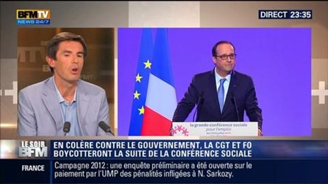 Le Soir BFM: Conférence sociale: l'absence de la CGT et de FO n'a aucune importance , Laurent Neumann - 07/07 6/6