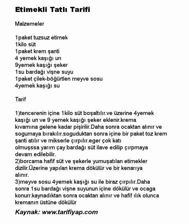 Etimekli Tatlı Tarifi