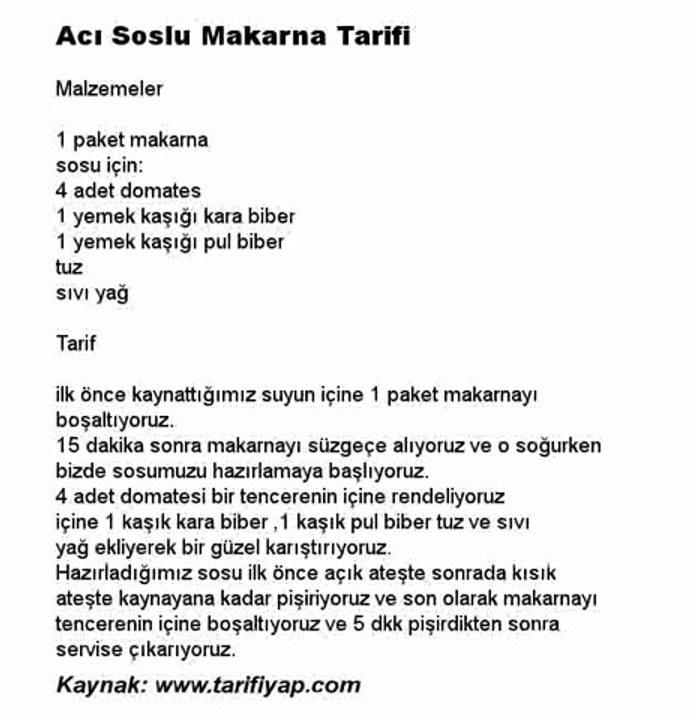 Acı Soslu Makarna Tarifi