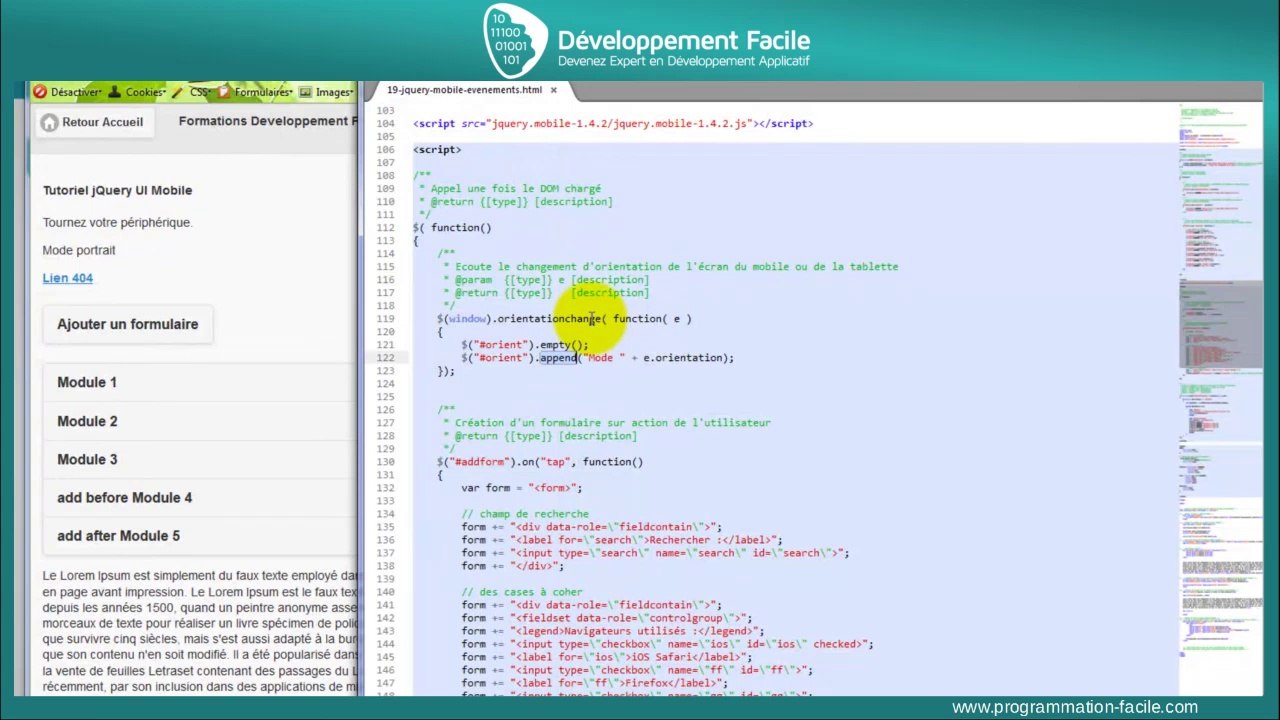 Comment utiliser les événements du framework jQuery Mobile