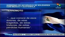 Nicaragua expresa solidaridad con víctimas del terremoto en México