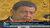 Recibe Rafael Correa a Primer Ministro de San Vicente y las Granadinas
