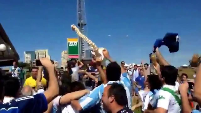 Argentina soccer team fans laughing at Neymar's injury! So funny...