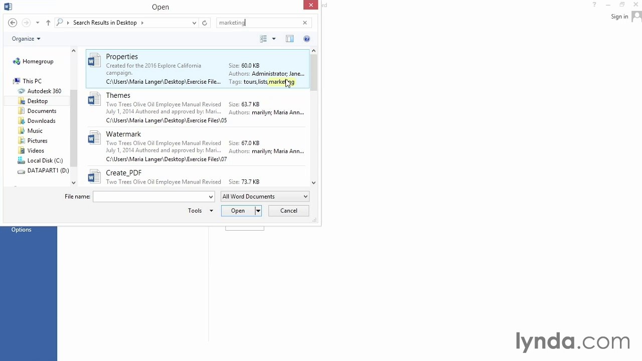 Word 2013 Power Shortcuts Tutorial Entering document properties