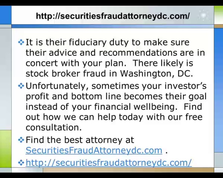 Securities Fraud Attorney in Washington DC