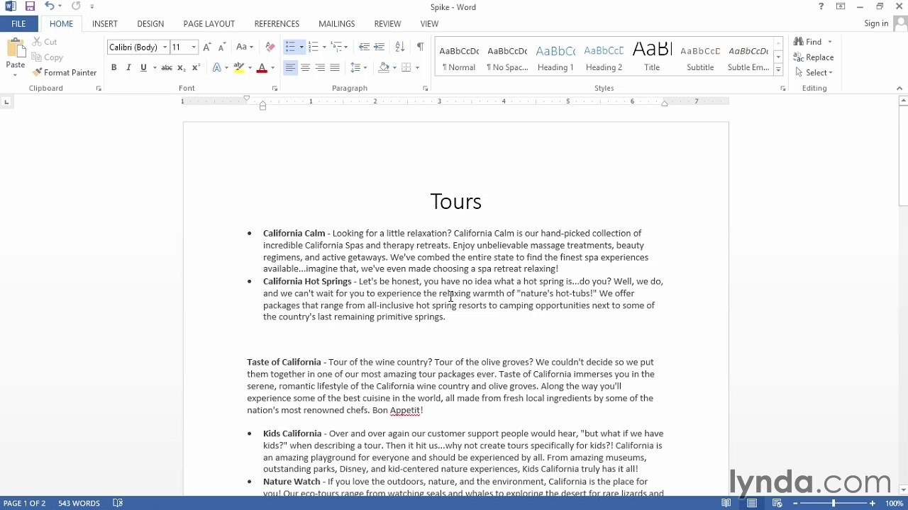 Word 2013 Power Shortcuts Tutorial Using the Spike