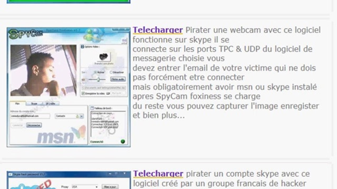 logiciel pirater facebook skype kamas dofus xbox live psn carte bancaire wifi webcam