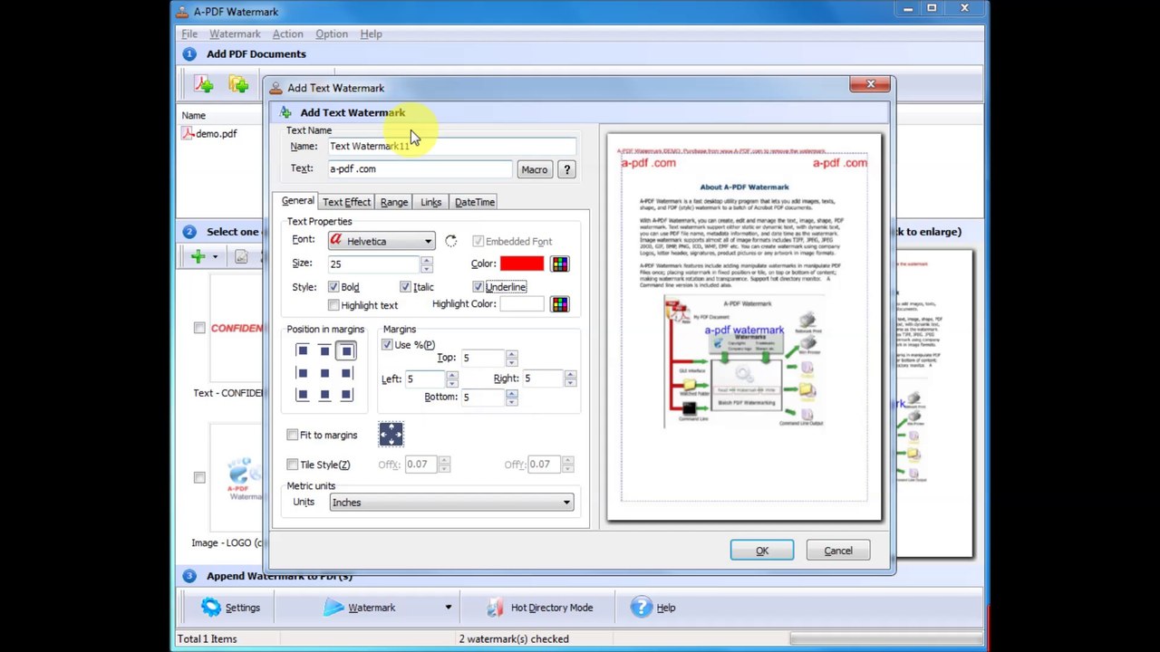 A-PDF Watermark - Add text-based stamps to PDFdocuments on a regular basis.
