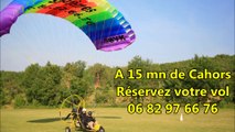 Clip de présentation pour les collectivités des baptêmes de l'air en ULM paramoteur paraplane Skydancer 582  par Air Sol Images. Découvrez la vallée du Lot vue du ciel, entre Cahors et Saint Cirq Lapopie.