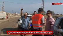 Üçüncü havalimanı inşaatında iş makinesi gölete düştü