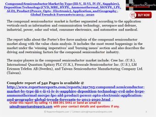 2020 Forecasts of Compound Semiconductor Market by Type, Deposition Technology, Product, Application & Geography