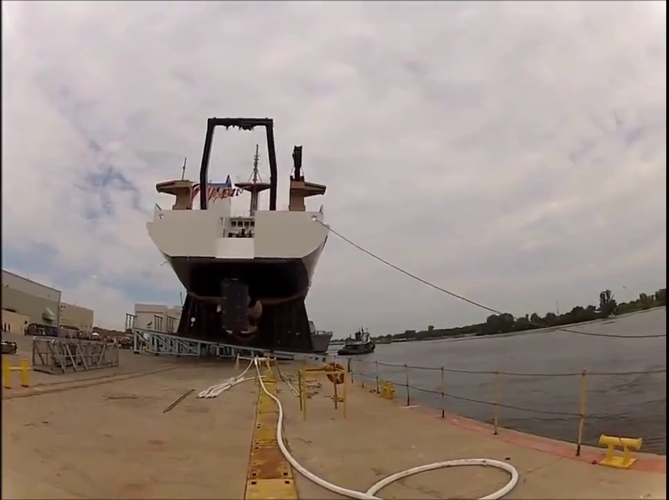 Ship water launch goes wrong