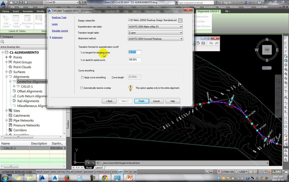 Tutoriales RG - AutoCAD Civil 3D 2014 - 30-MODIFICAR ALINEMIENTO-PERALTE