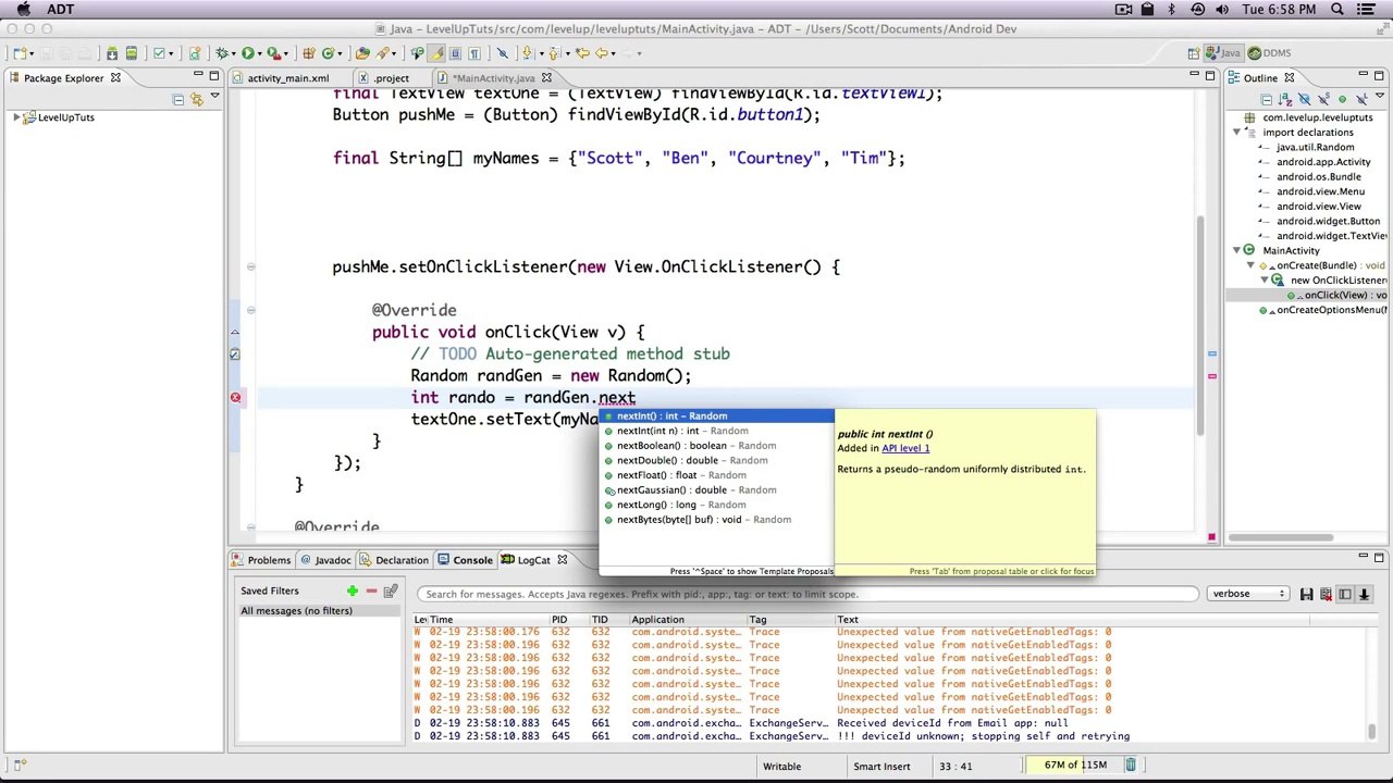Android Development Tutorials #14 - Refactoring Our Code To Use the Random Object
