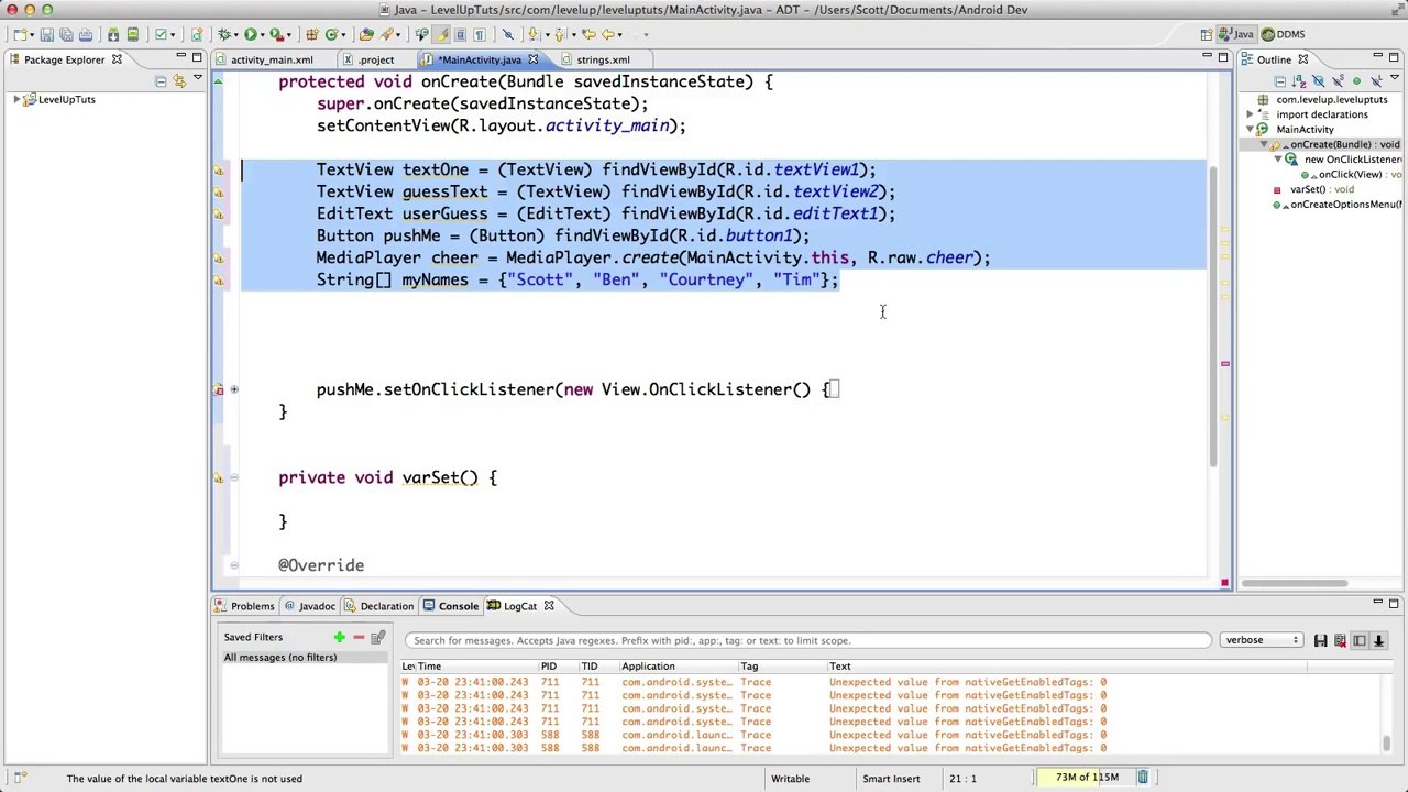 Android Development Tutorials #20 - Refactoring Variable Setting