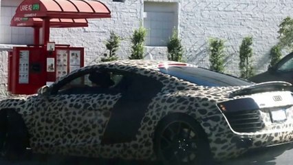 Justin Bieber and Yovanna Ventura in custom painted Audi R8