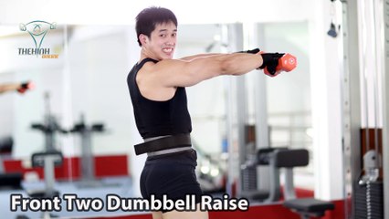 Front Two Dumbbell Raise Nâng vai trước tập thể hình tạ đôi