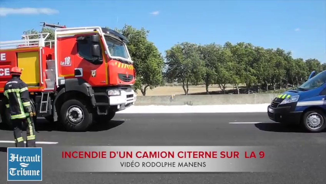 AGDE - FLORENSAC - 2014 - AUTOROUTE A 9 - INCENDIE- CAMION CITERNE