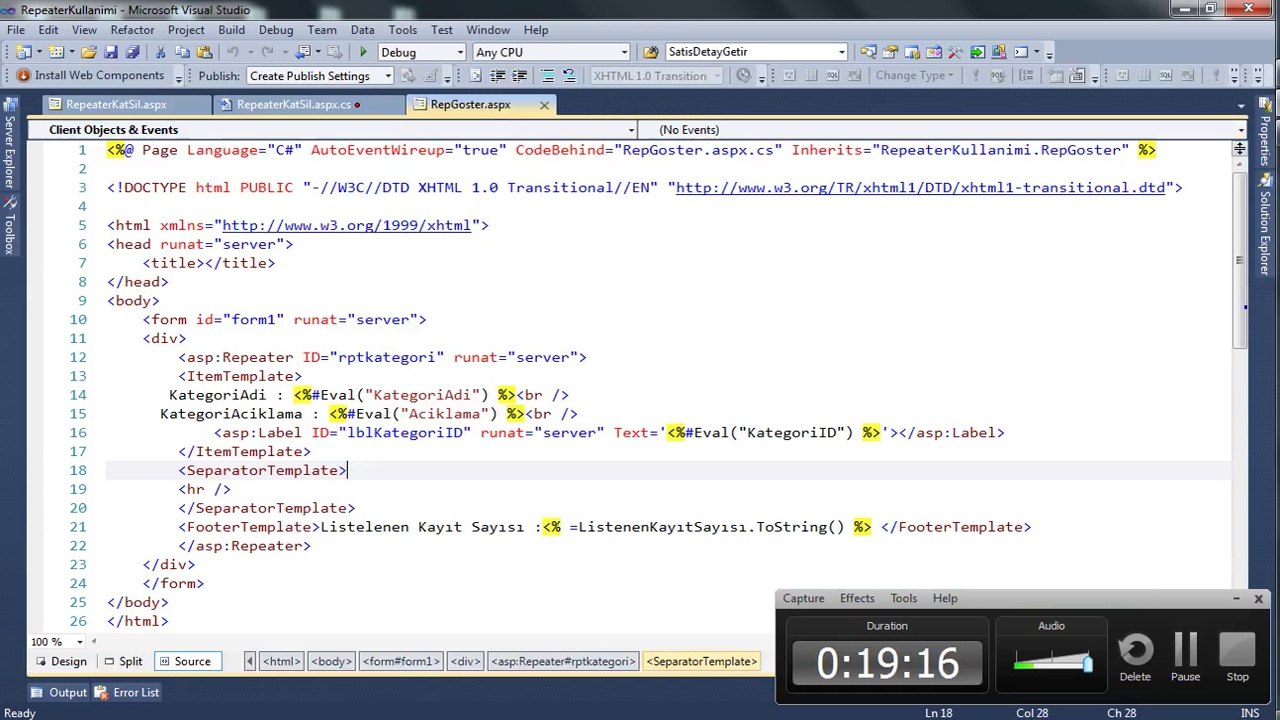 Asp.Net Repeater Kullanimi