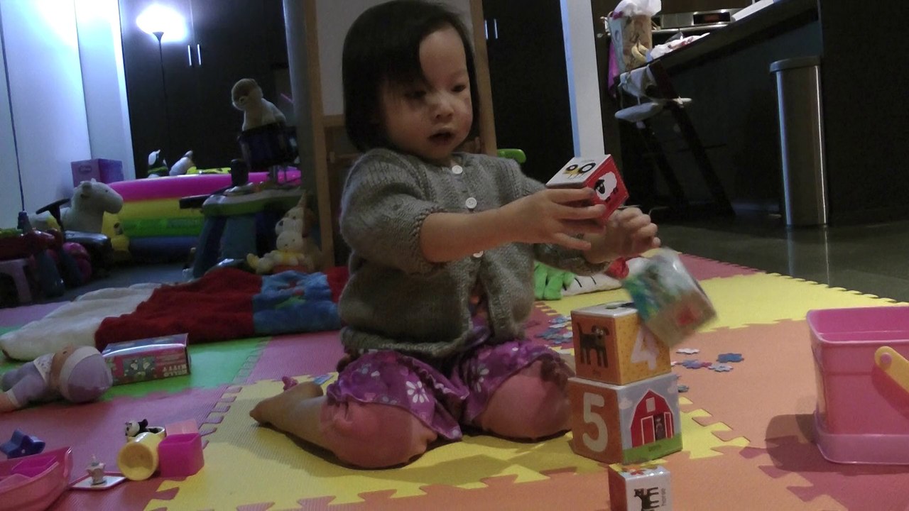 Girl Building A Tower