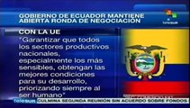 Extienden negociaciones ente Ecuador y UE por falta de acuerdo