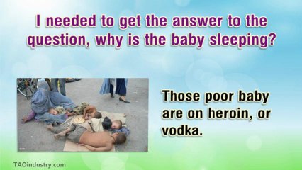 Why does the child in hands of the beggar always sleeping?