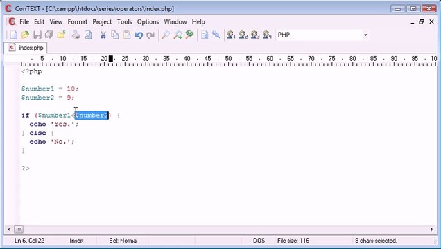 Beginner PHP Tutorial - 21 - Comparison Operators