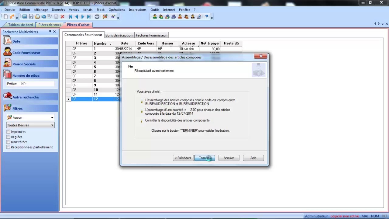 EBP Gestion Commerciale V18 : les nomenclatures