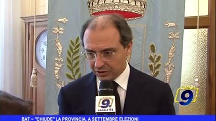 BAT | "Chiude" la Provincia. A settembre elezioni