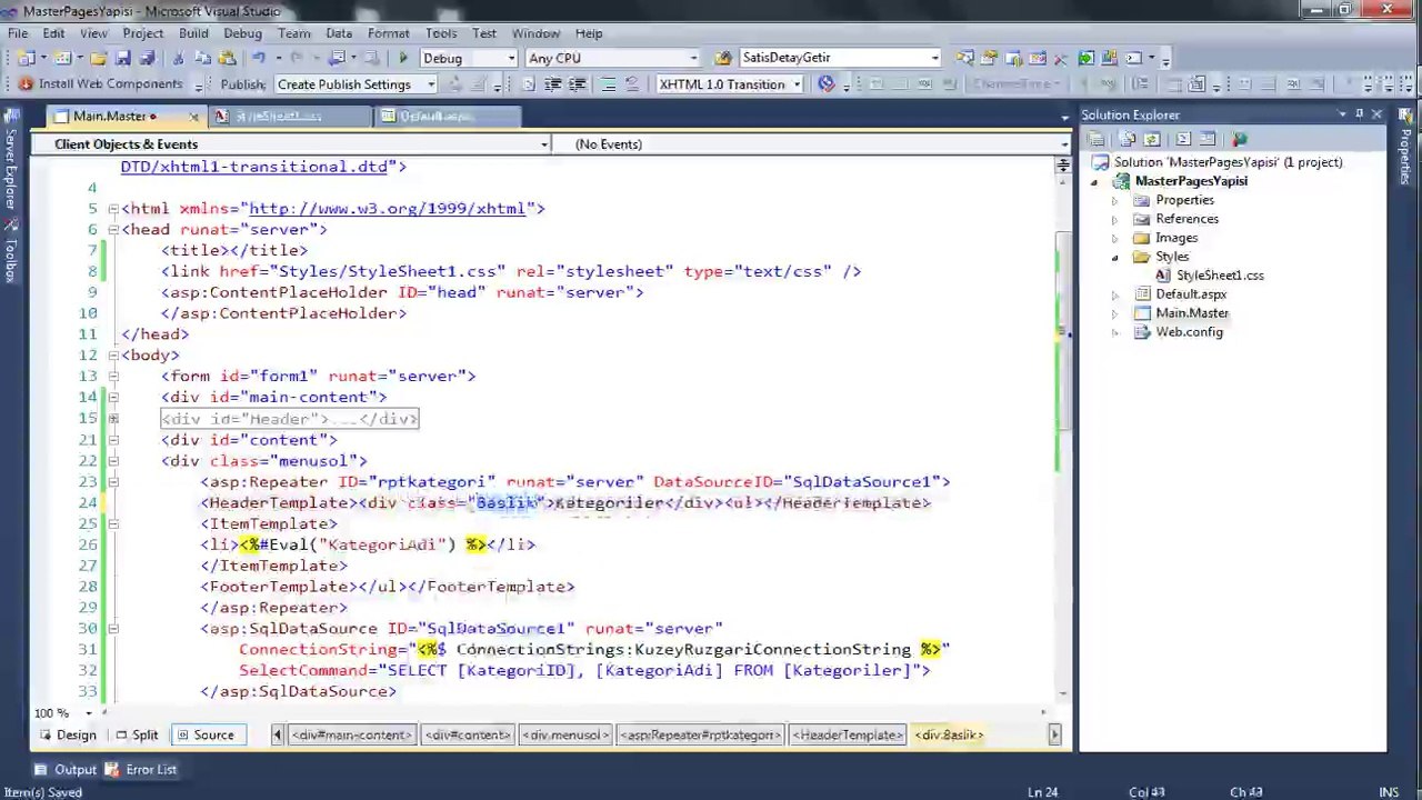 Asp.Net Master Page Video