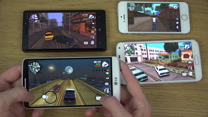 GTA San Andreas Nokia Lumia 930 vs. iPhone 5S vs. LG G3 vs. Samsung Galaxy S5 - Gaming Review (4K)