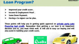 Private Party Car Loans For People With Bad Credit At Zero Down Payment