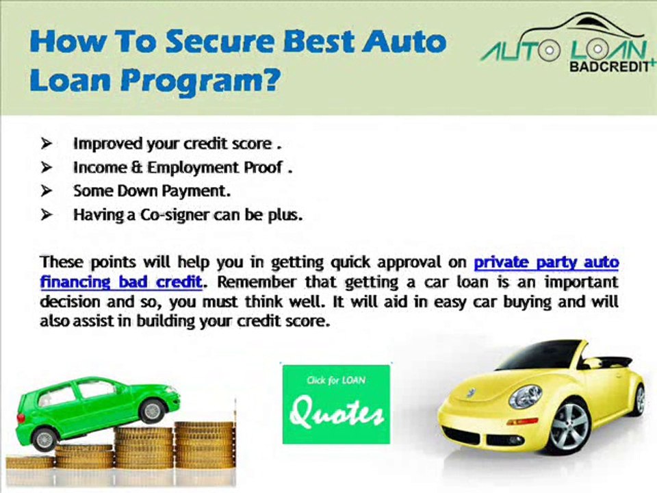 Private Party Car Loans For People With Bad Credit At Zero Down Payment