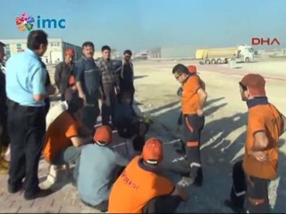 Konya'da montaj yapılan kamyonun mazot deposunda patlama