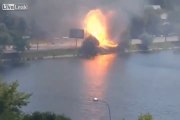 Gas Cylinder Explosion Destroys Truck
