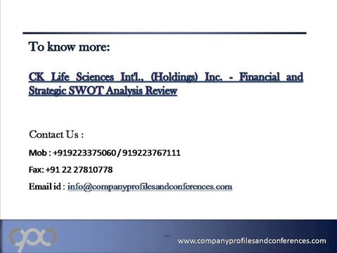 CK Life Sciences Int'l., (Holdings) Inc. - Financial and Strateg