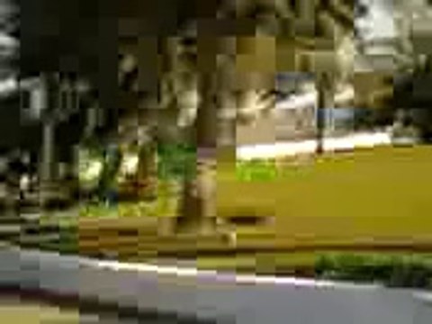 Its Amazing the guy driving the car on two wheels.