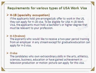 Different types of USA Work Visa
