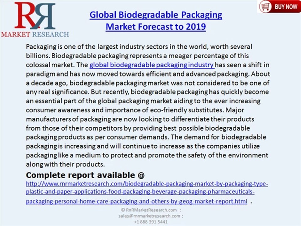 Global Biodegradable Packaging Market Forecast to 2019
